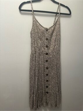 Women’s Beige Leopard-Print Button-Front Sundress